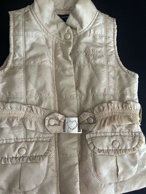 Vintage kids Calvin Klein Cream Quilted Satin Belted Vest (2010)